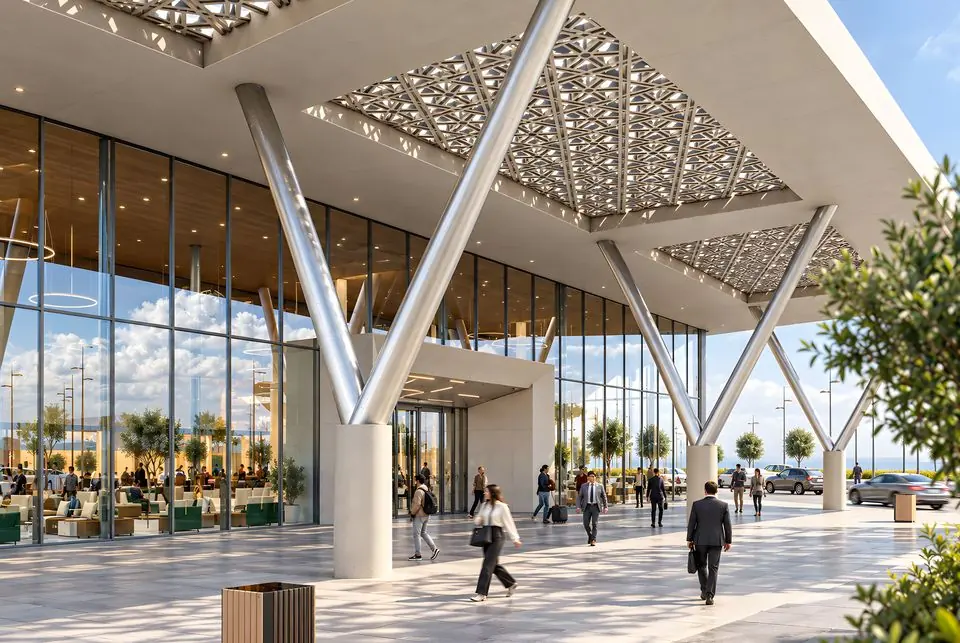 Auvent de l’entrée du centre hospitalier de Sidi Slimane
